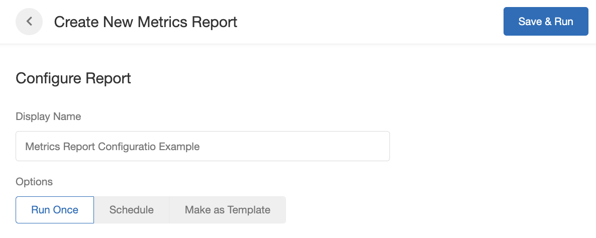 Screenshot showing Search for the Metrics report and click on it to begin the report creation process.