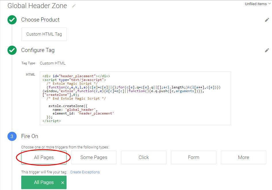Screenshot showing When finished, your tag should look something like this