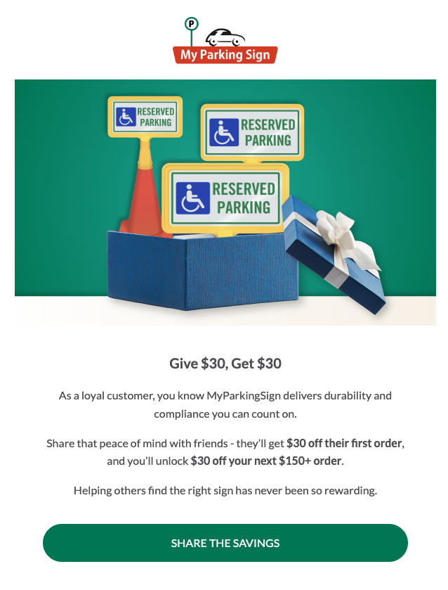 Screenshot showing The Advocate Invite Email is a promotional message used to invite people to join your referral program. It's designed to introduce the value of participating...