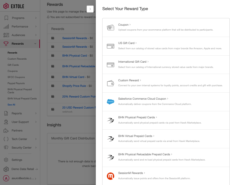 Screenshot showing Upon successful installation, a SessionM Reward Supplier is created and can be added to any Extole campaign. Through the SessionM Reward Supplier, Extole...
