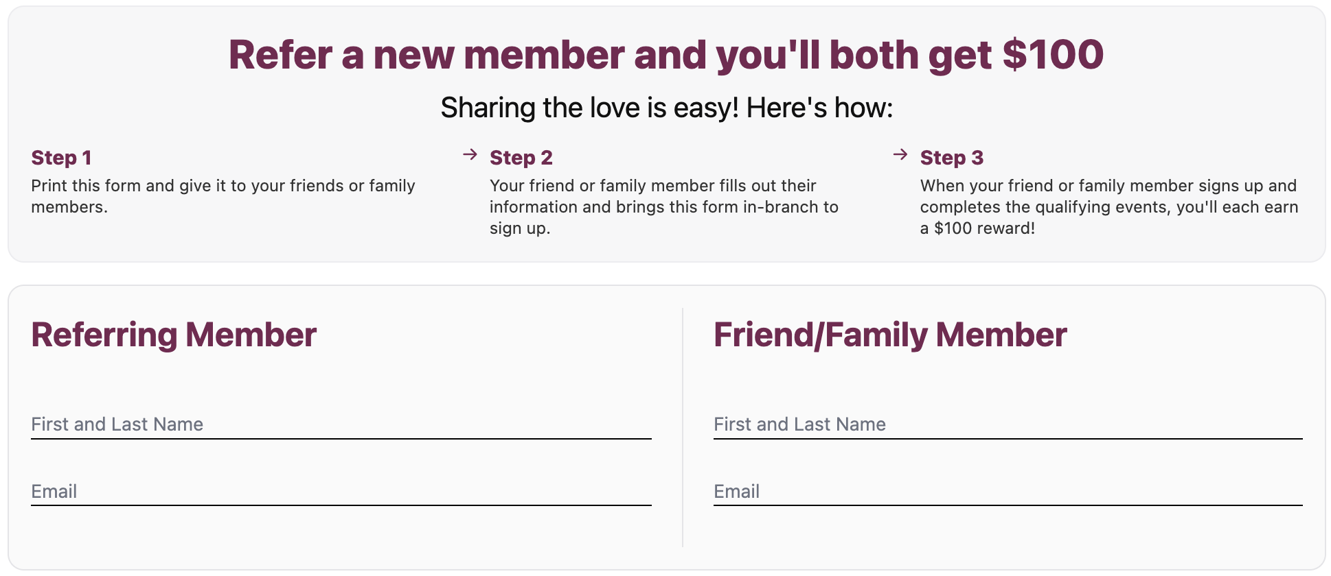 Screenshot showing We also have an optional printable form, usable by both advocates and friends throughout their referral process. This printable form is available in our...