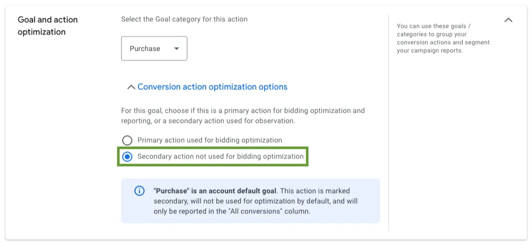 Secondary action optimization option