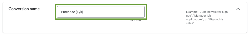 Conversion name field