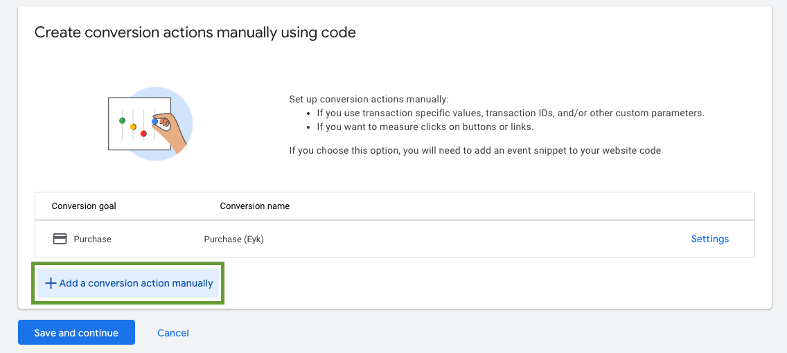 Add another conversion action