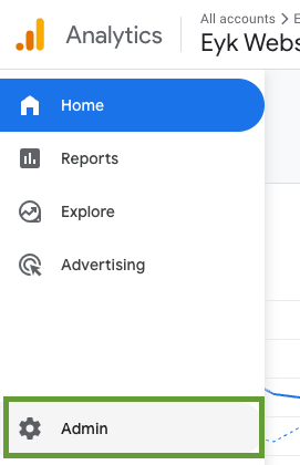 Admin menu in Google Analytics 4