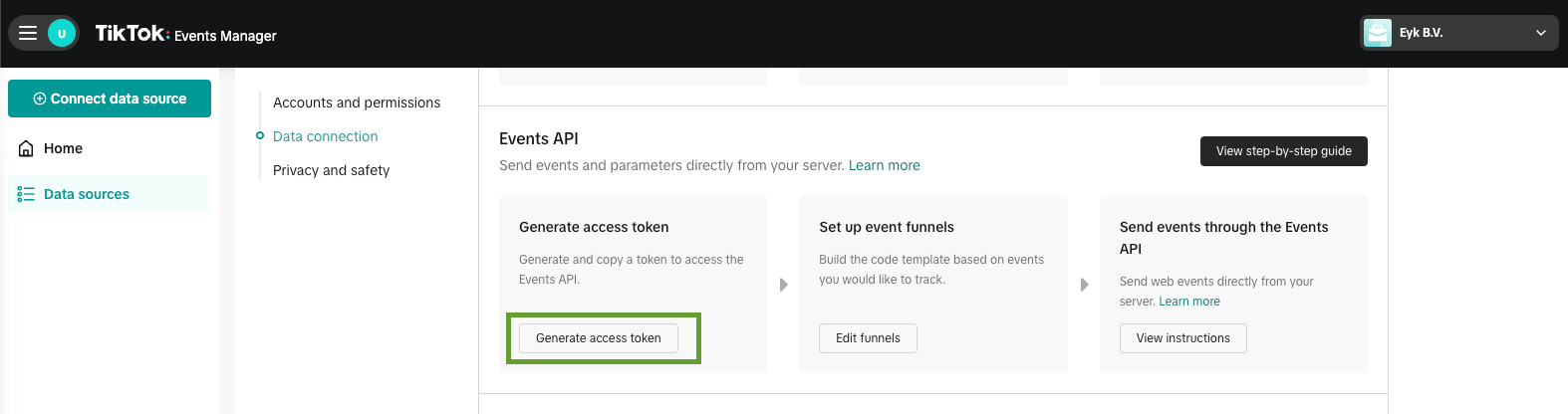 Generate access token for an existing pixel