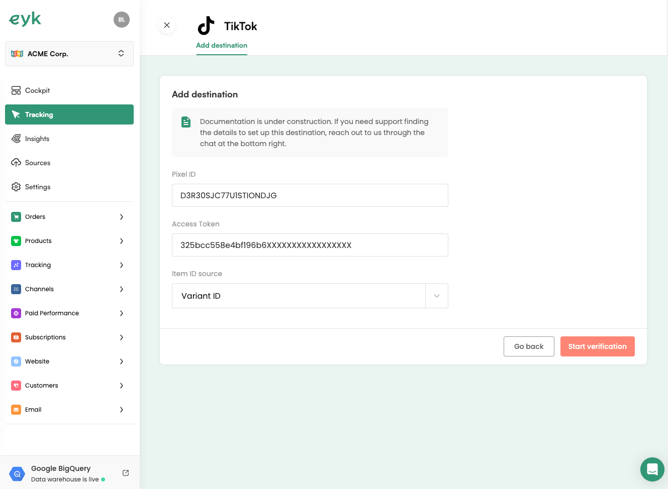 TikTok Ads verification screen