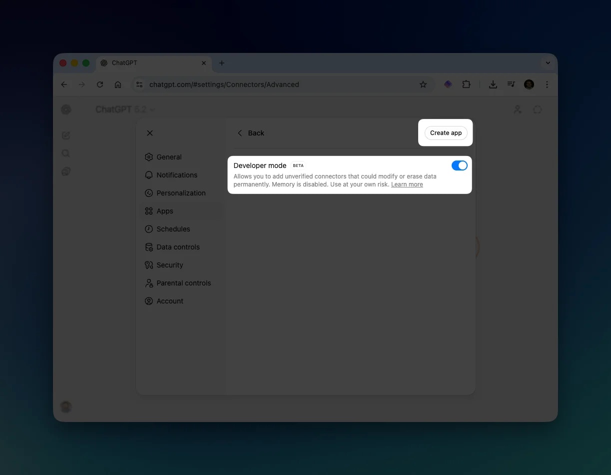 Developer mode toggle