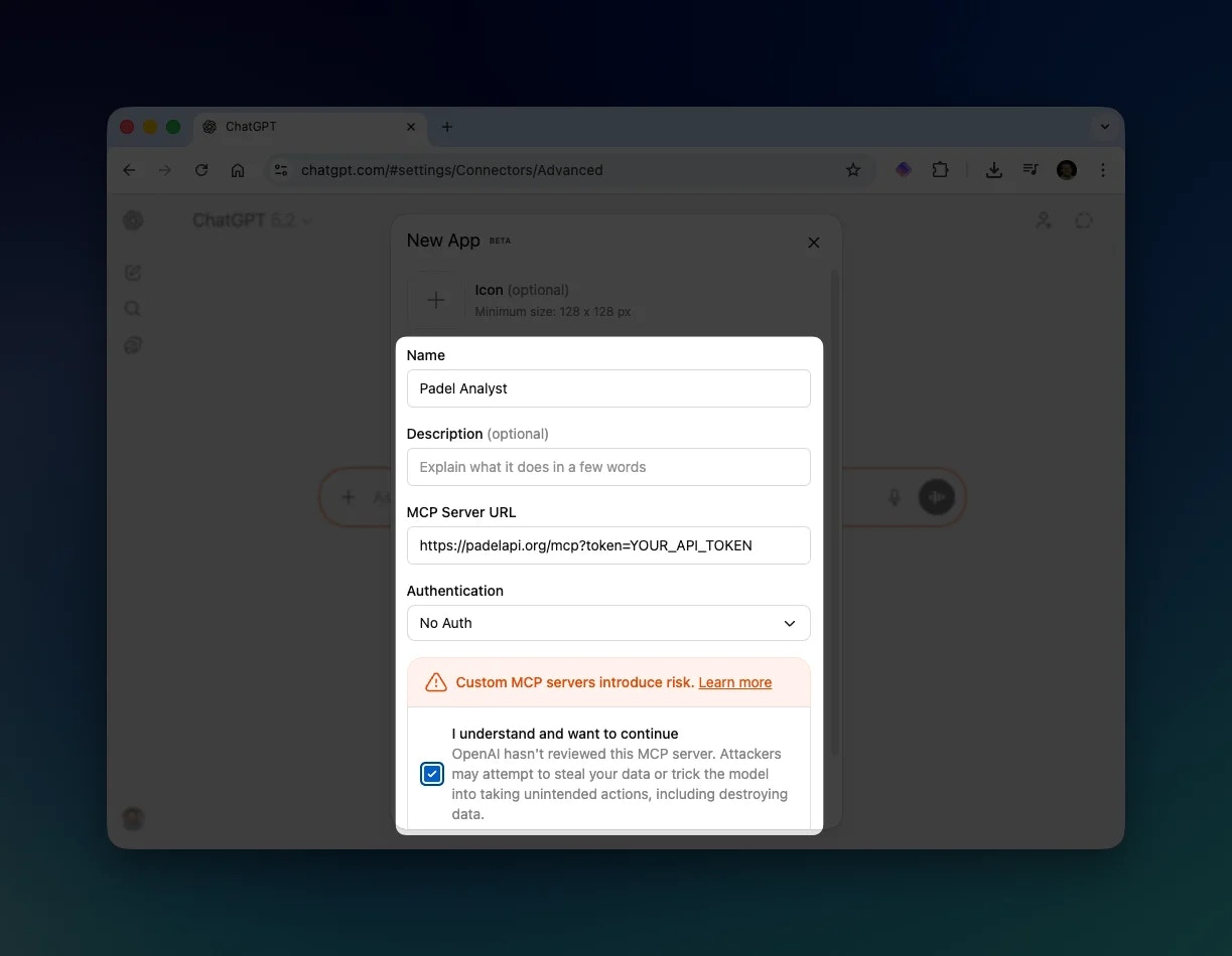 New App configuration dialog