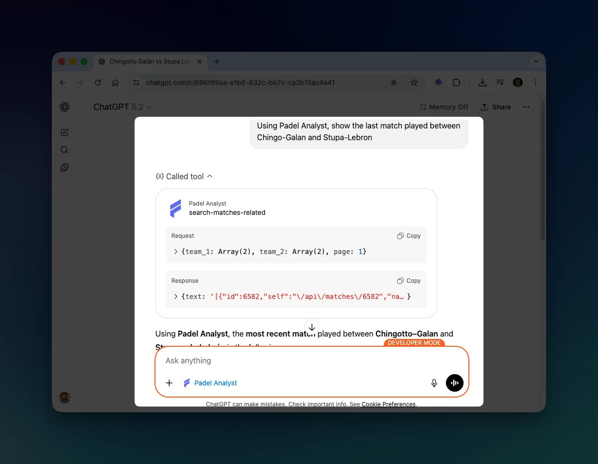 Example match query response