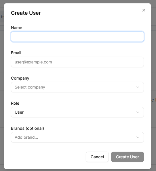 Create User Window UI