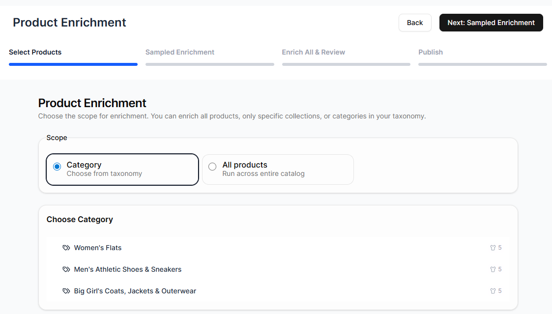 Select Categories UI
