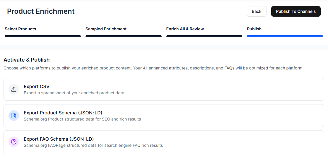 Enriched Product Data Download Options UI
