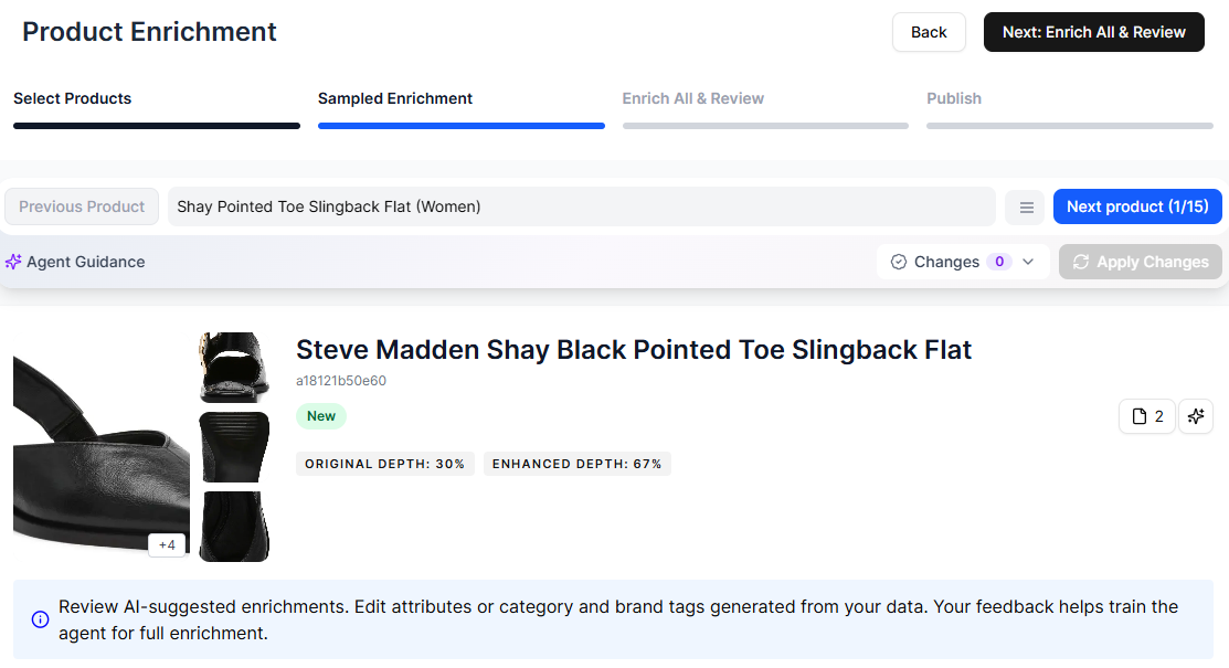 Sample of Enriched Product UI