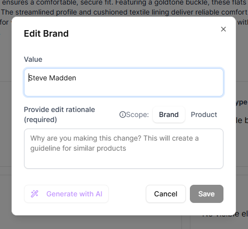 Editing an Enriched Value UI