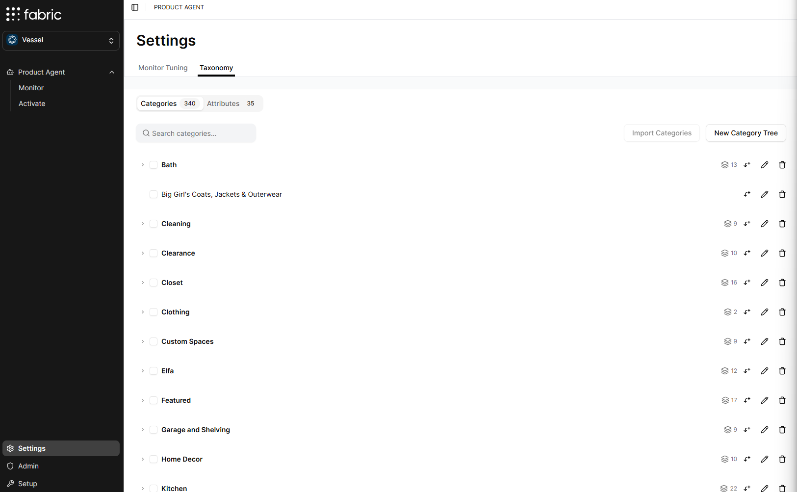 Example of category taxonomy