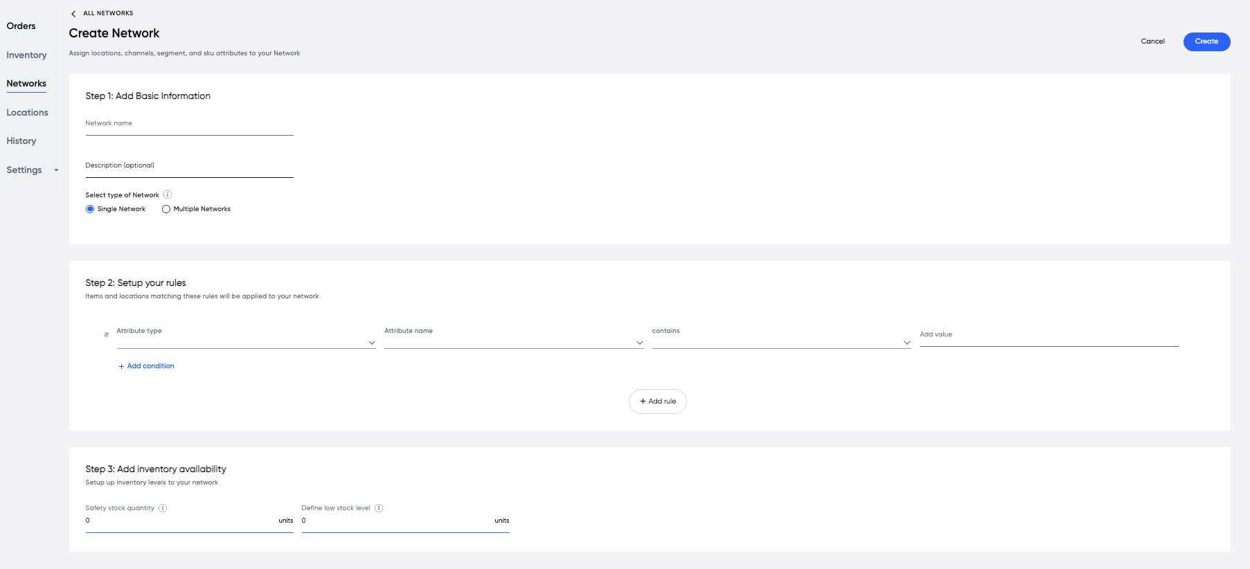 Enter network details