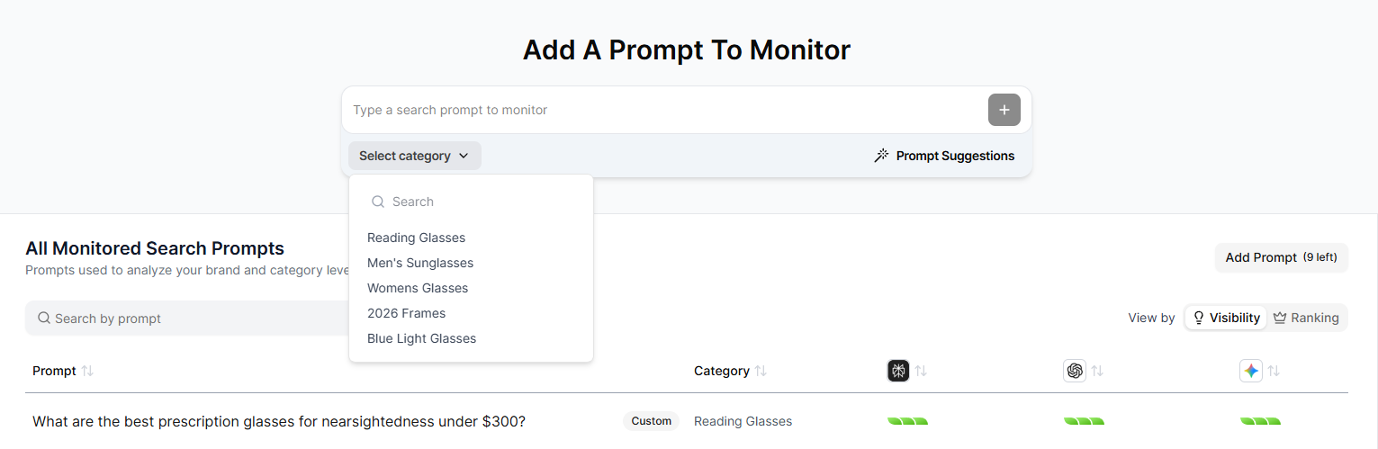 Select Category for a Prompt