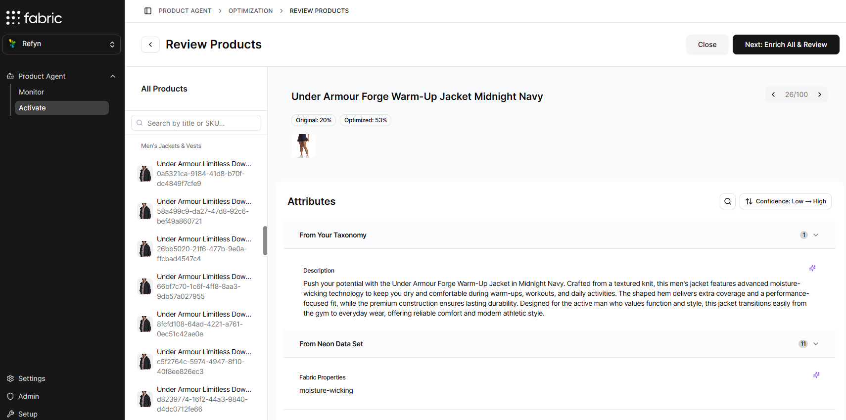 Sampled Enrichment Layout UI