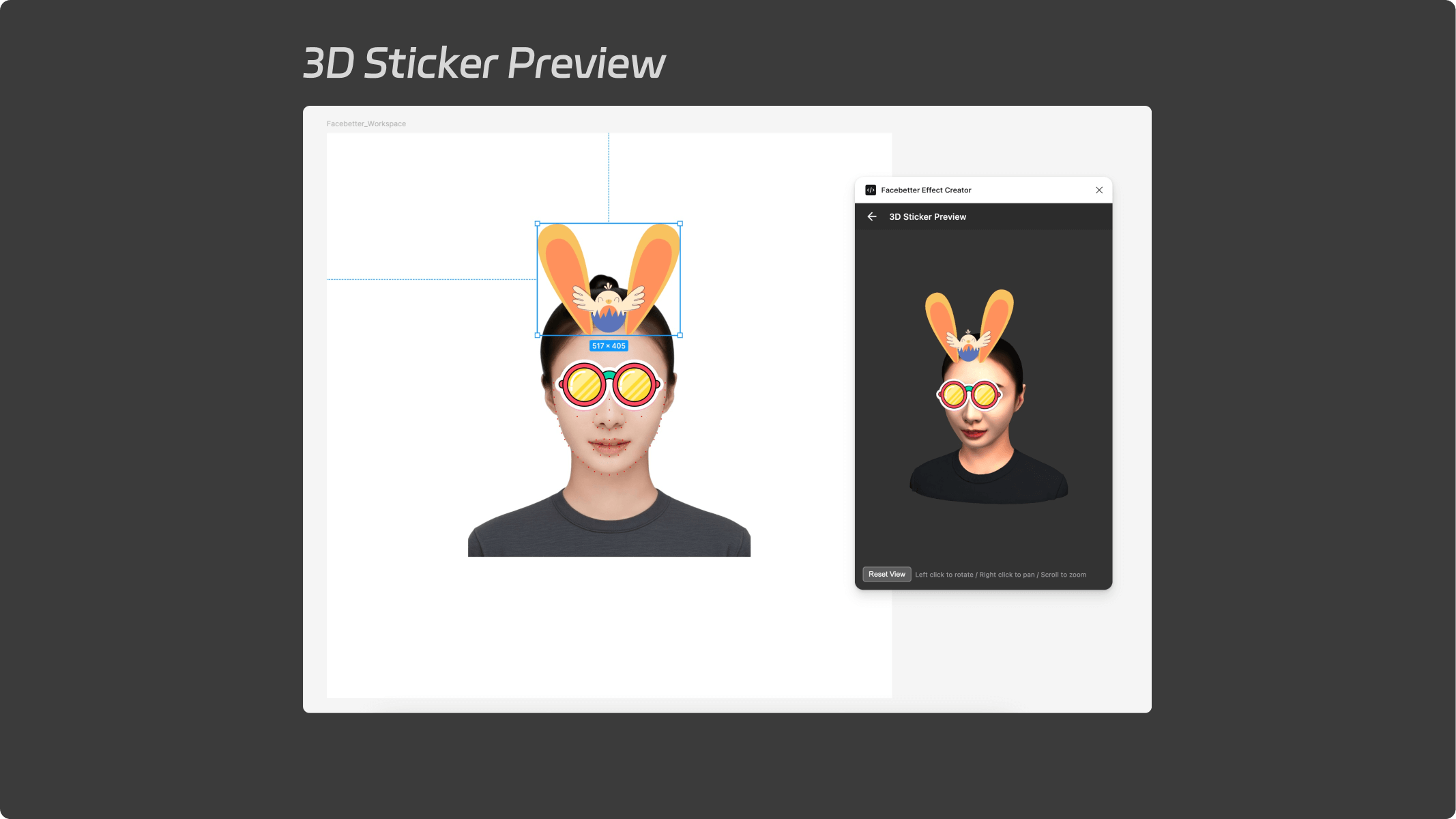 Vista previa 3D de Facebetter Effect Creator