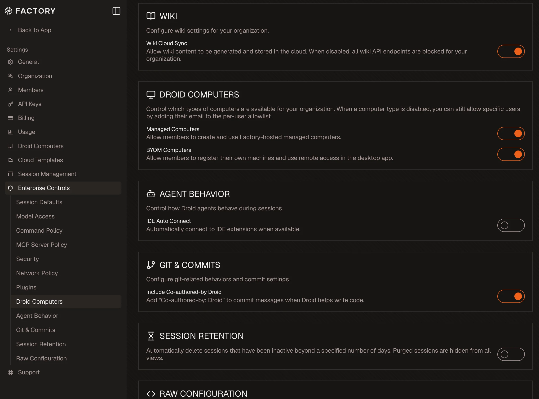 AutoWiki Cloud Sync enterprise control in Factory settings