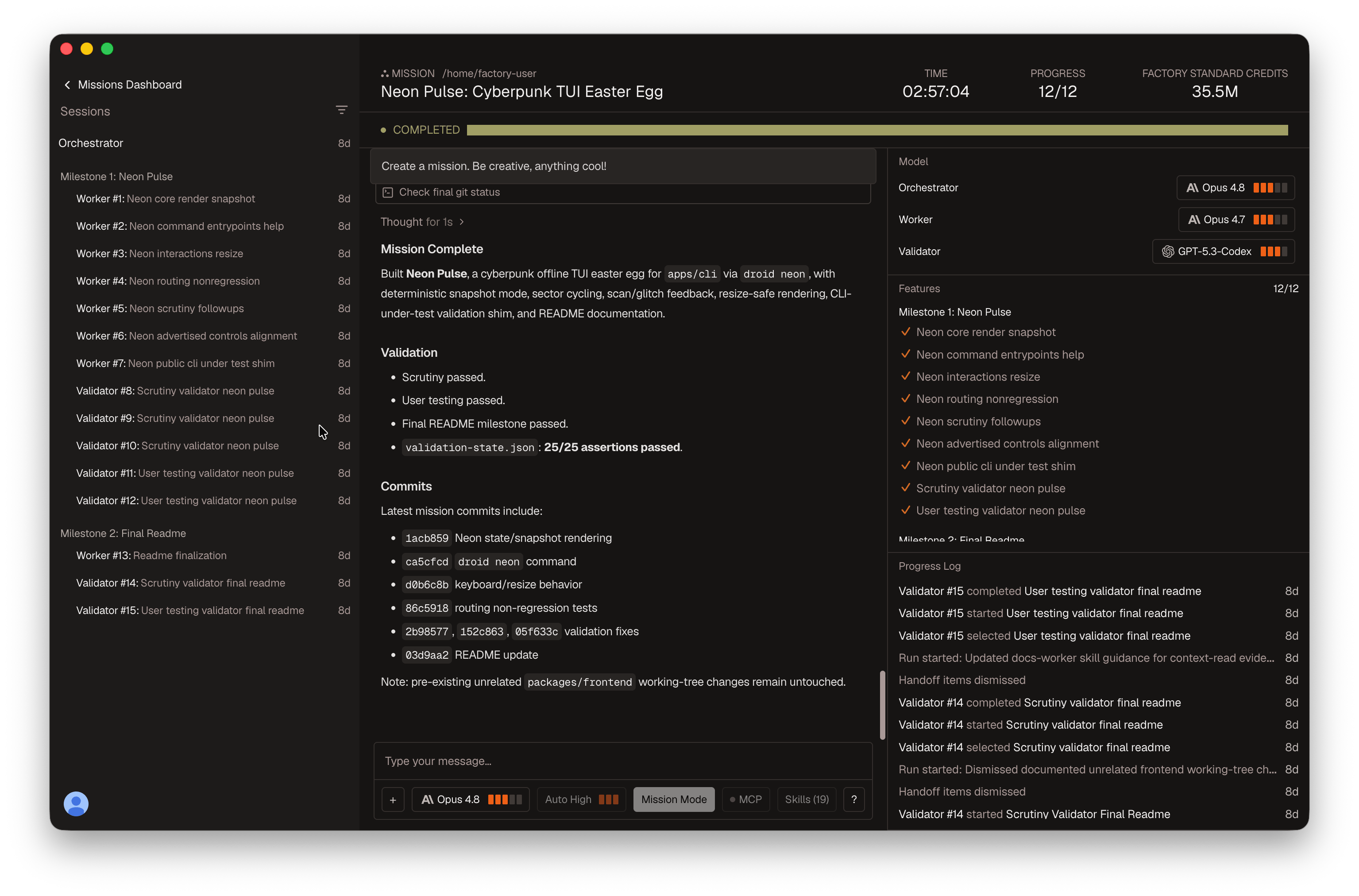 Mission Control orchestration view