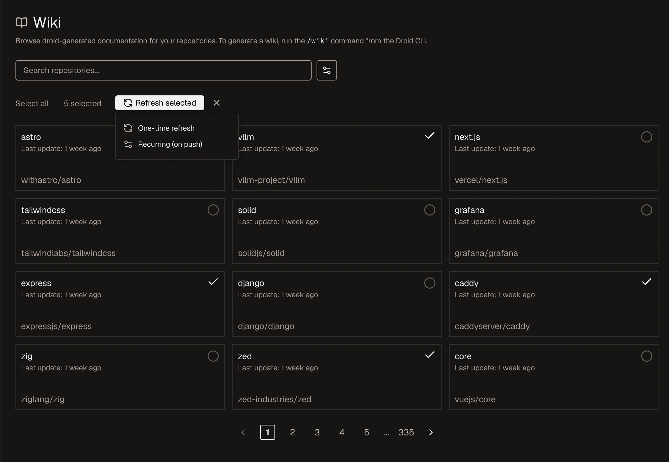 Batch refresh selection mode in AutoWiki