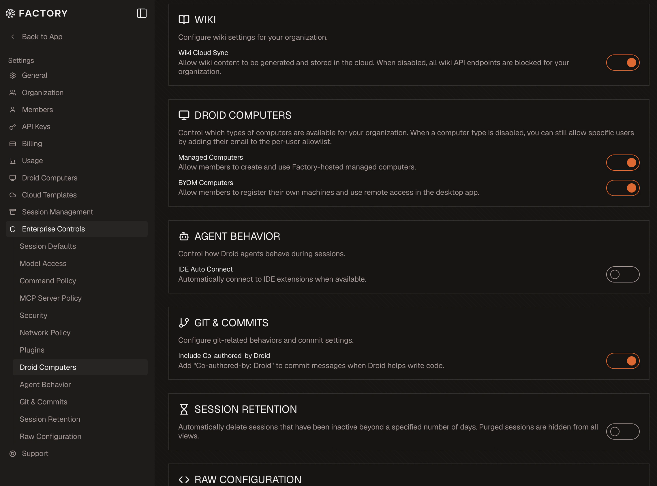 AutoWiki Cloud Sync enterprise control in Factory settings