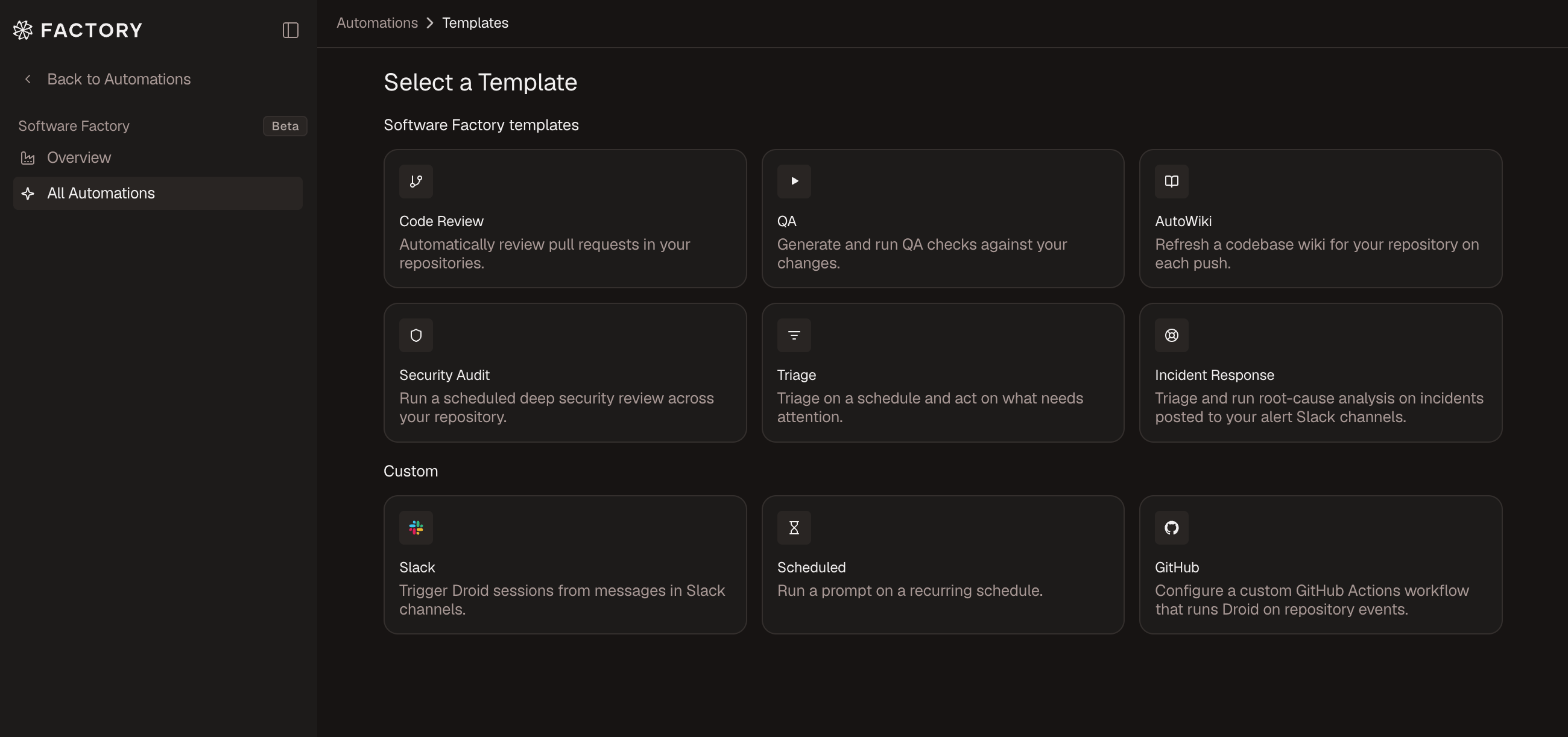 Automation template gallery