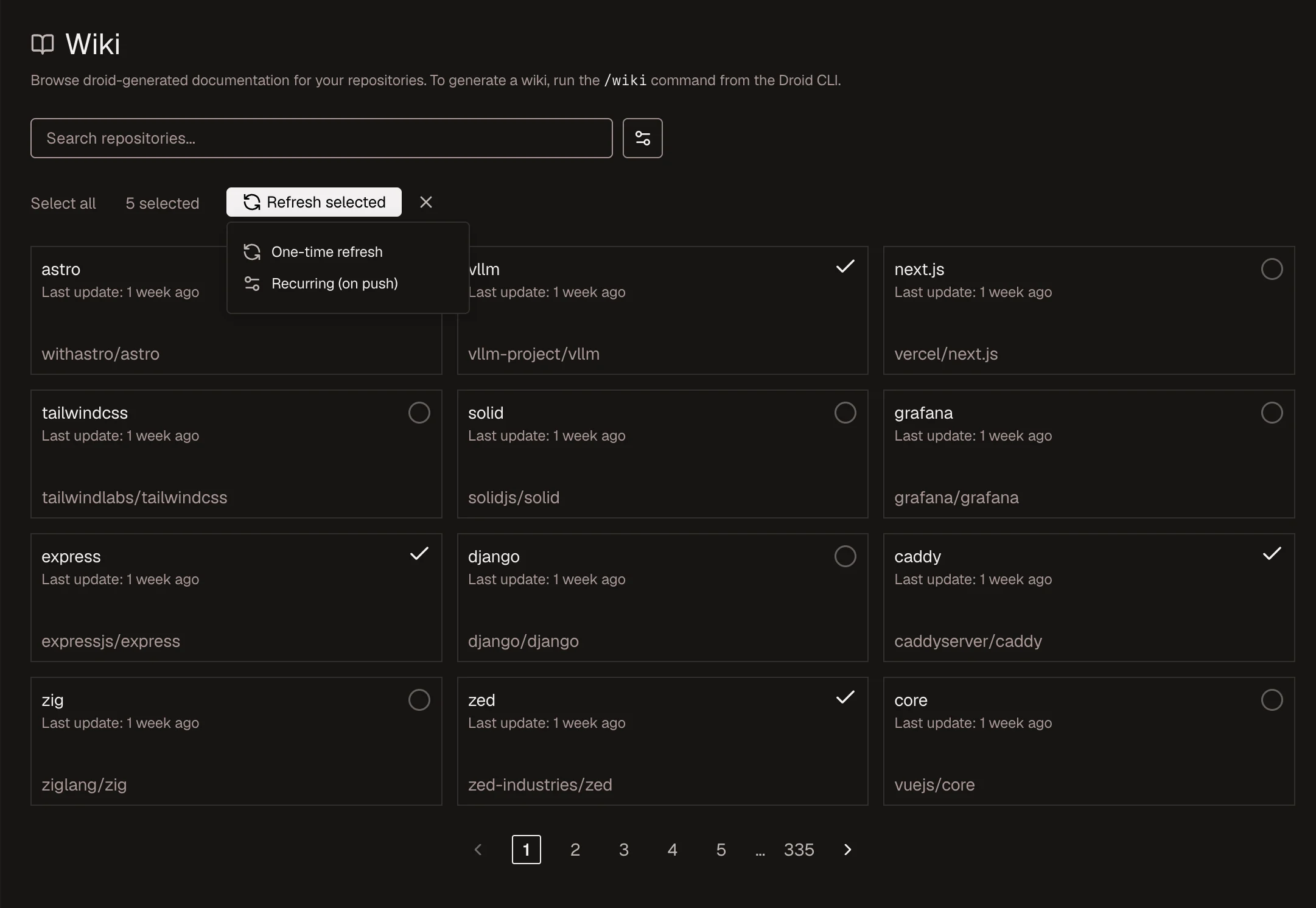 Batch refresh selection mode in AutoWiki