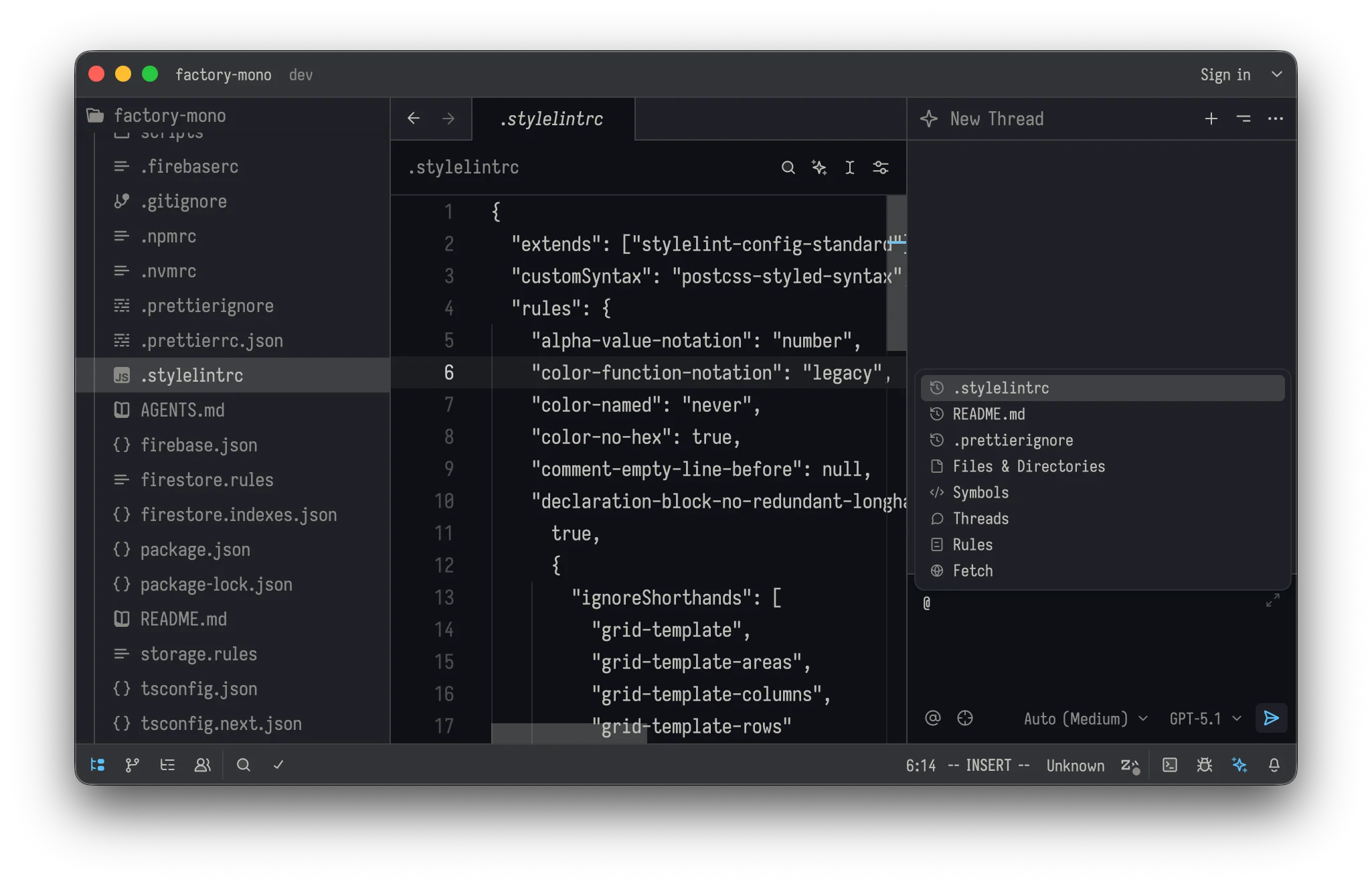 Zed Agent Panel showing a message with an @-tagged file reference