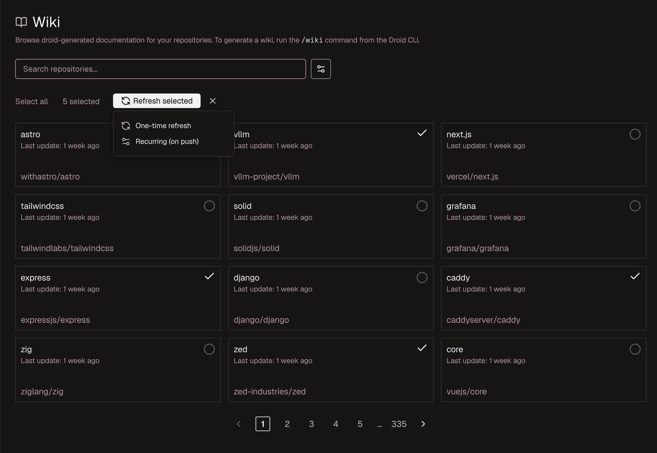 Batch refresh selection mode in AutoWiki