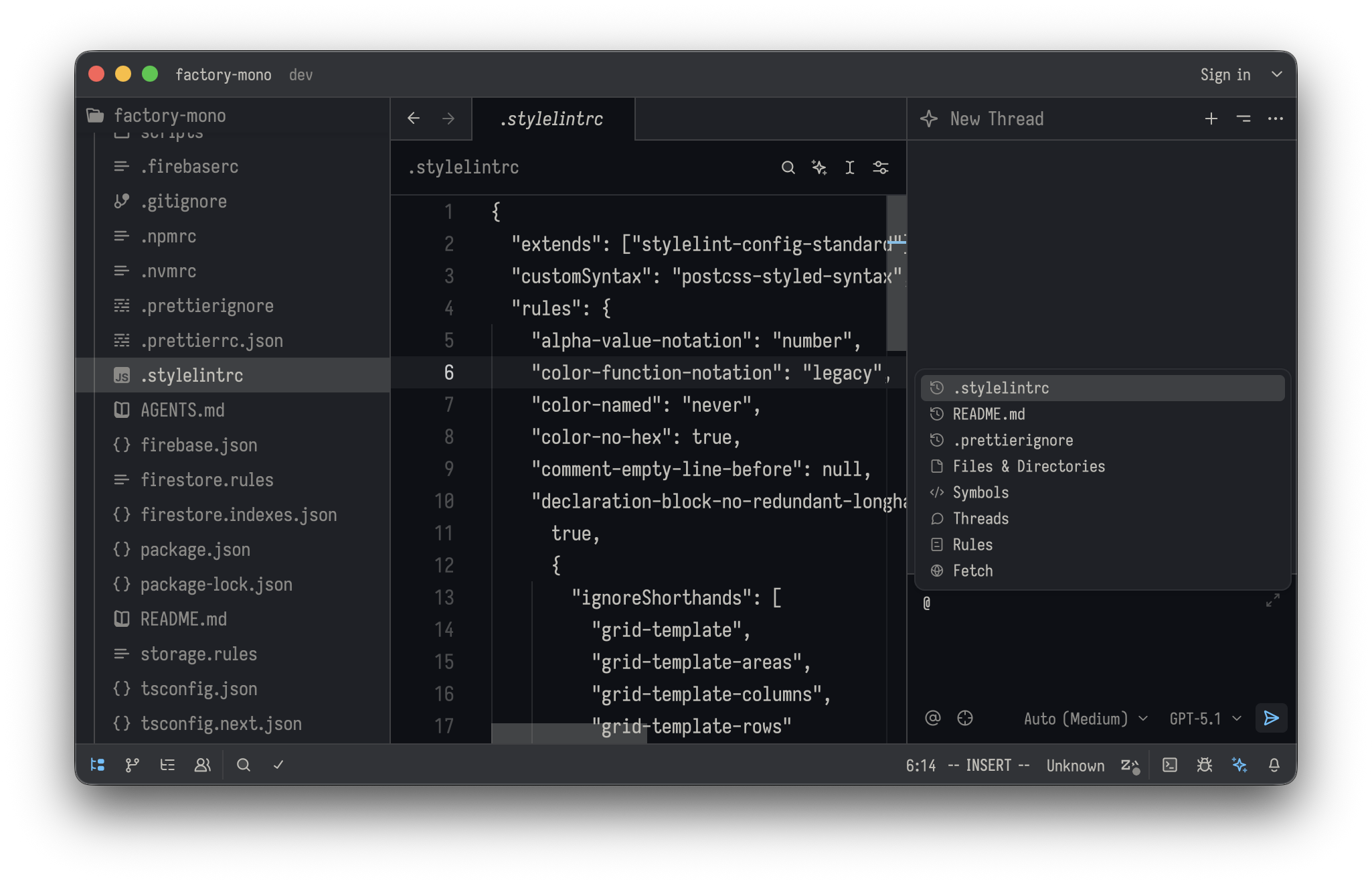 Zed Agent Panel showing a message with an @-tagged file reference