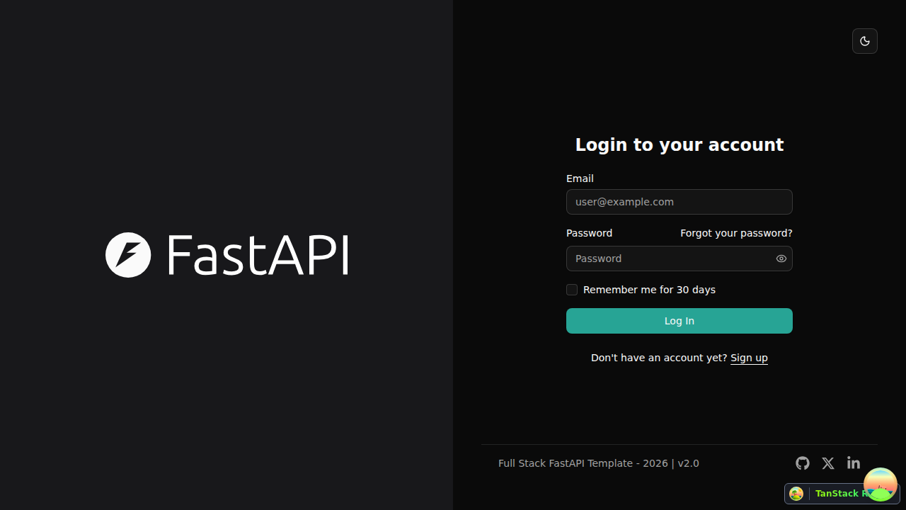 Login page with Remember Me checkbox