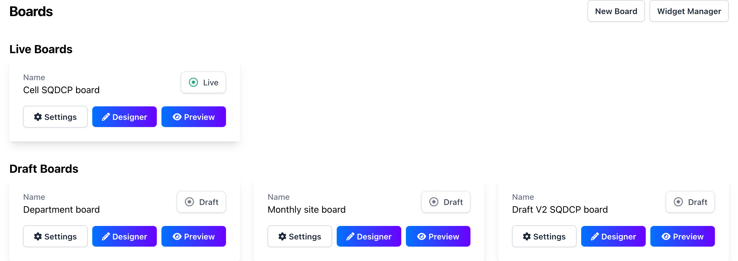 Manage your board templates screenshot