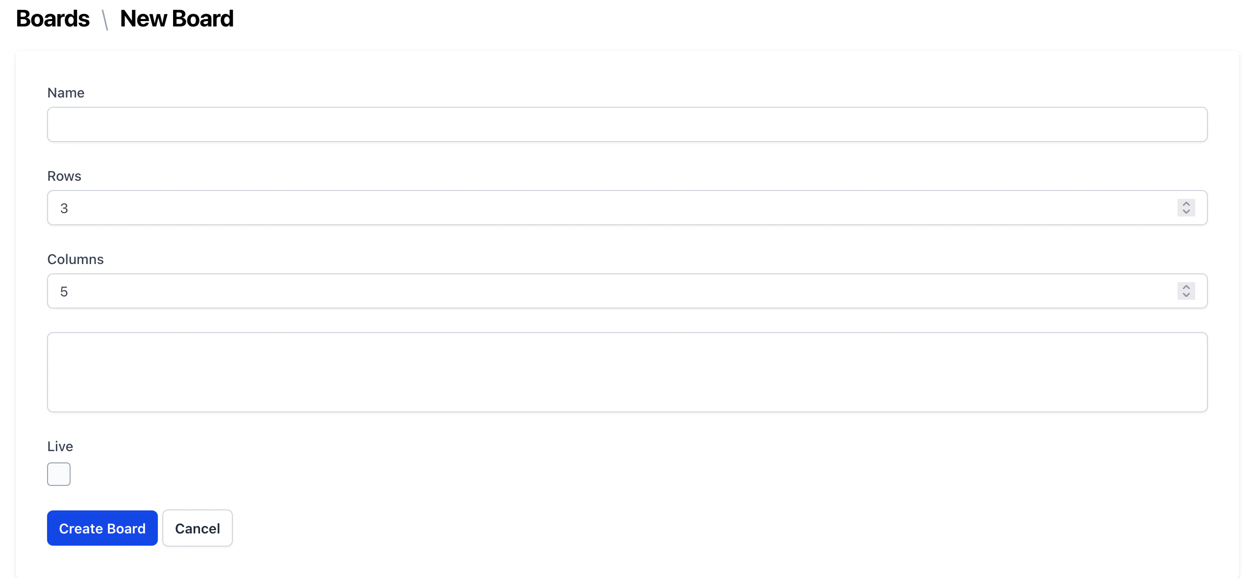 Create a new board template screenshot