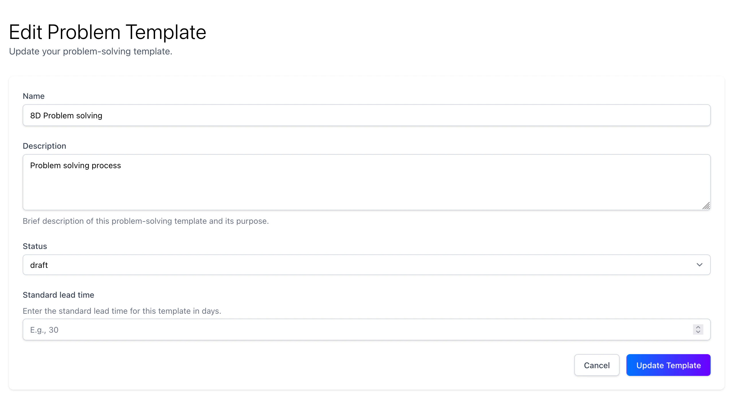 Problem solving template