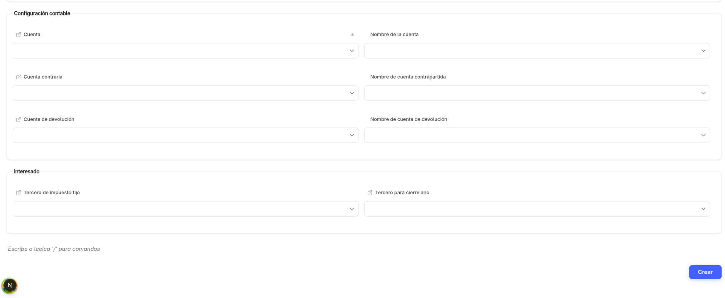 Directive creation form — accounting configuration and stakeholder