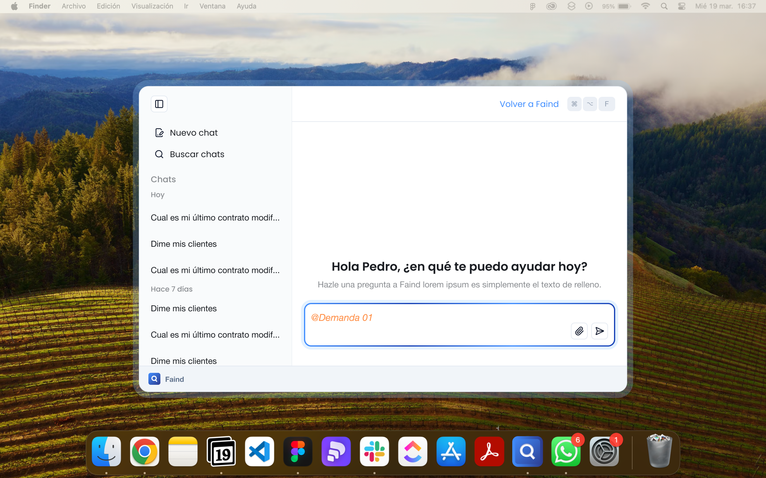 Mencionando materia en el chat