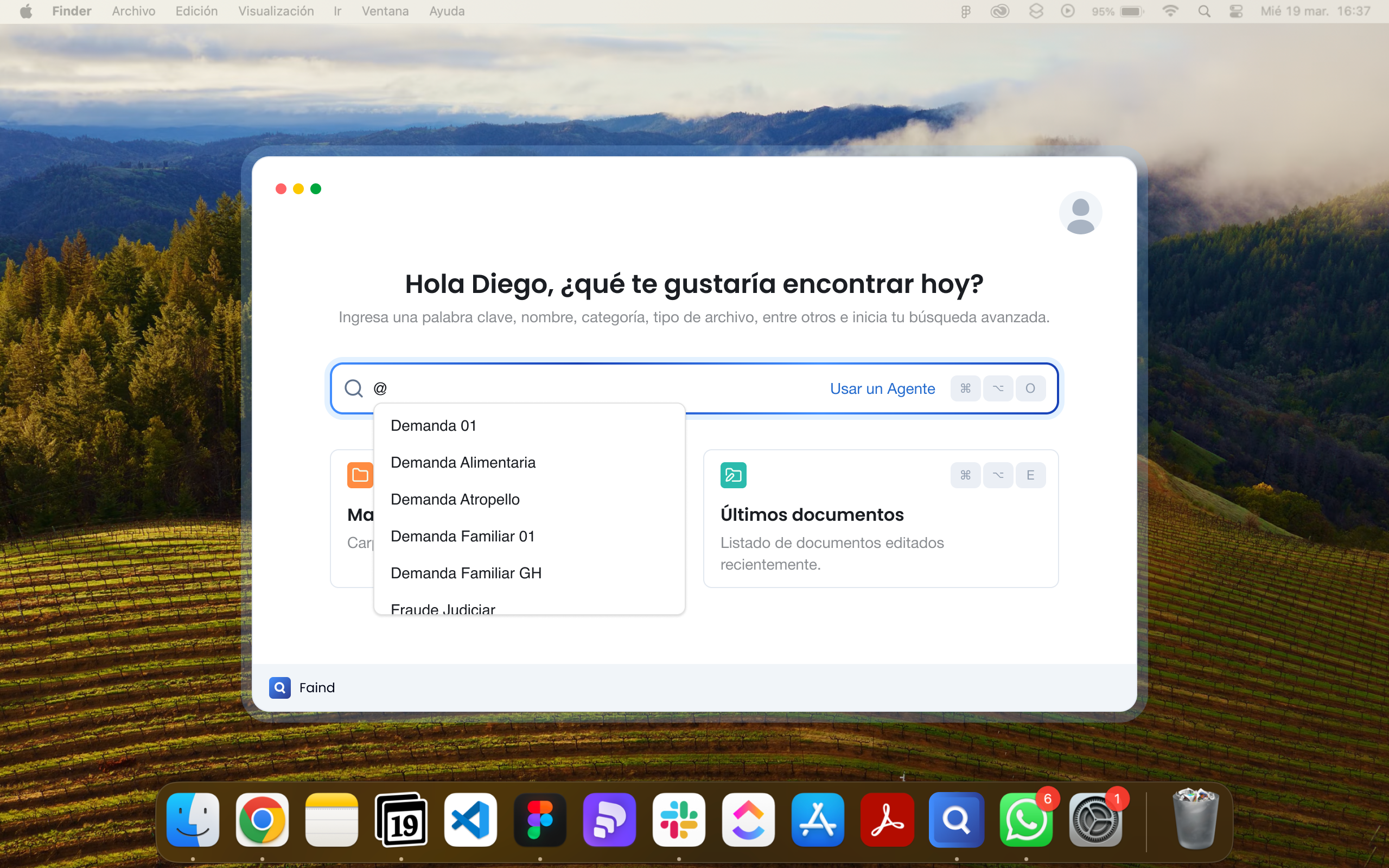 Selector de materias con @
