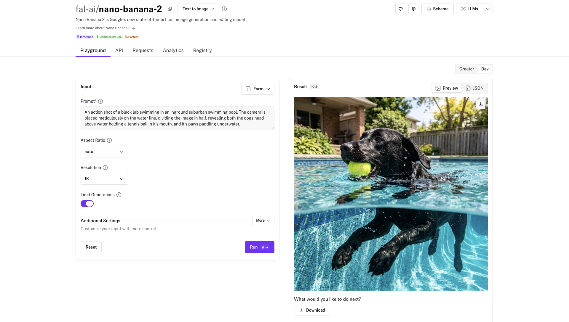 Playground for Nano Banana 2 on fal.ai