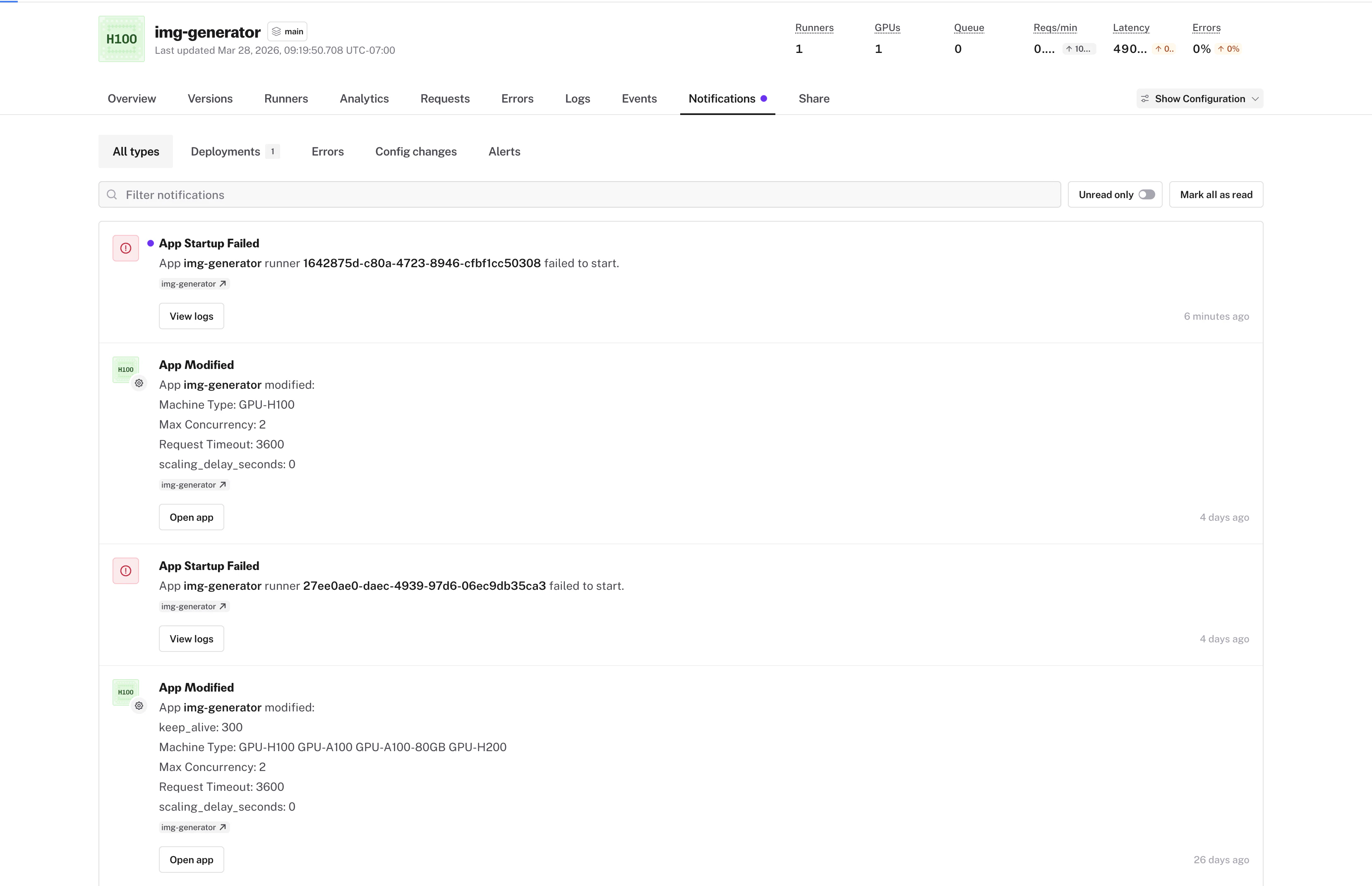 Redesigned notifications dropdown with pagination and mark all read