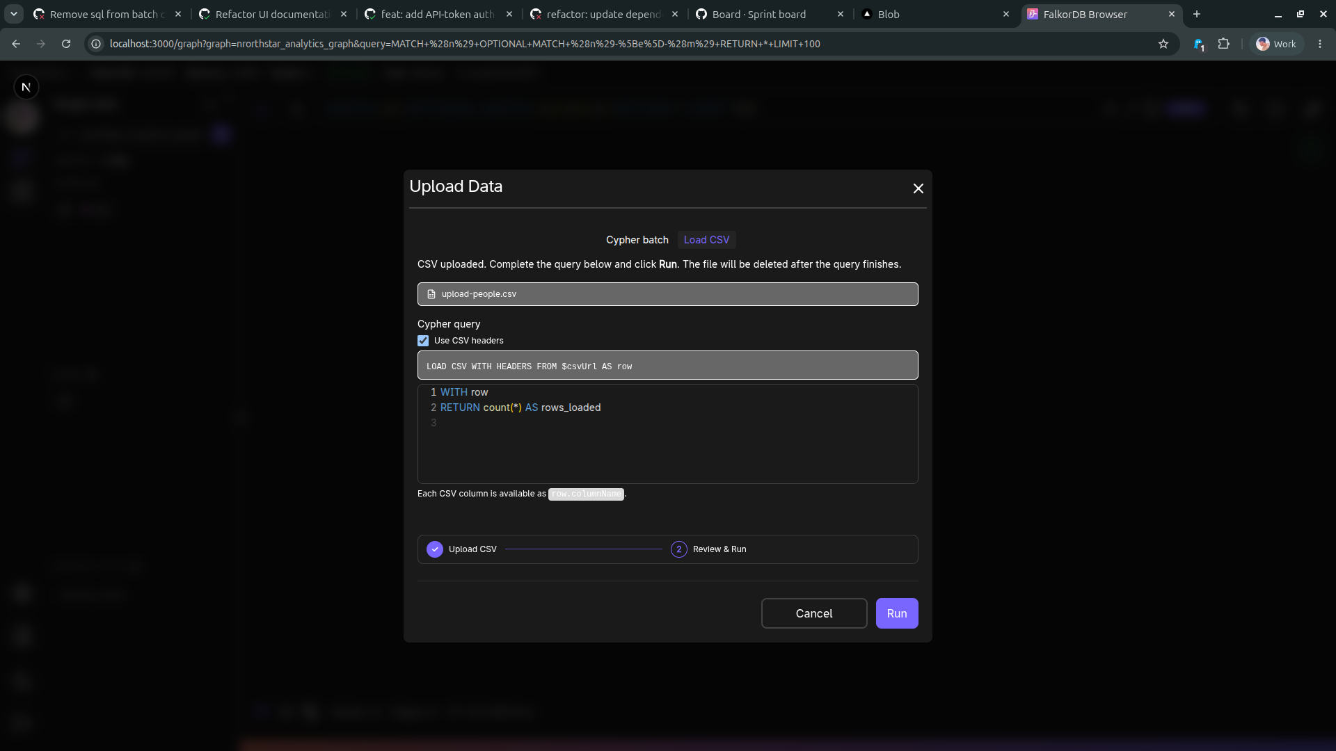 Upload Data - Load CSV step 2