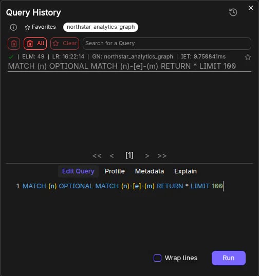 Query history dialog