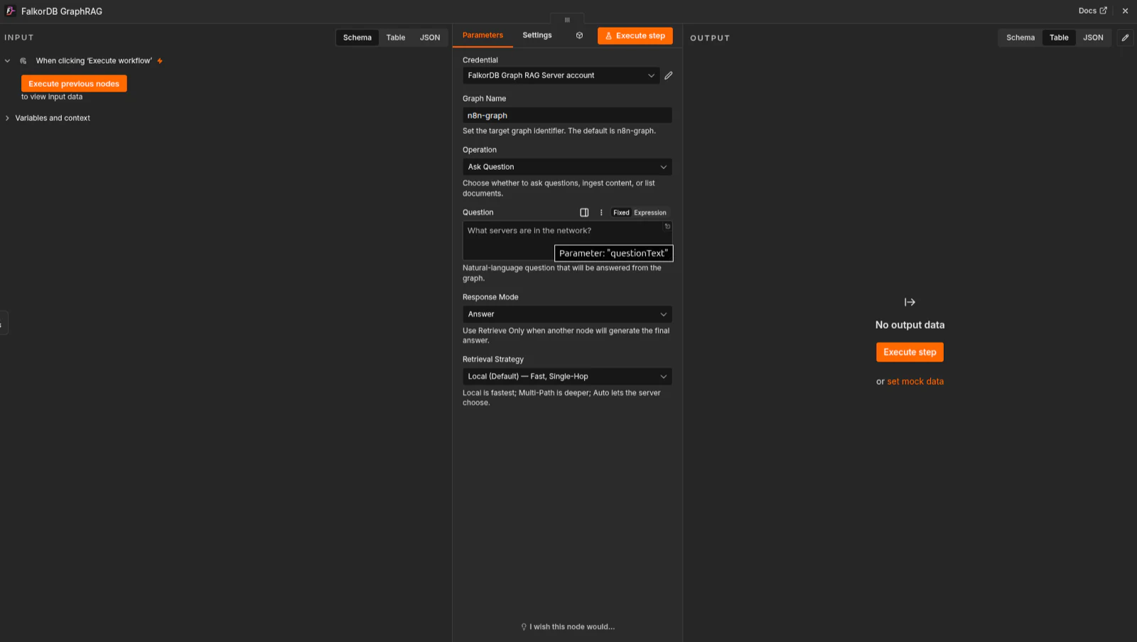 Pipeline node configuration for the main action flow