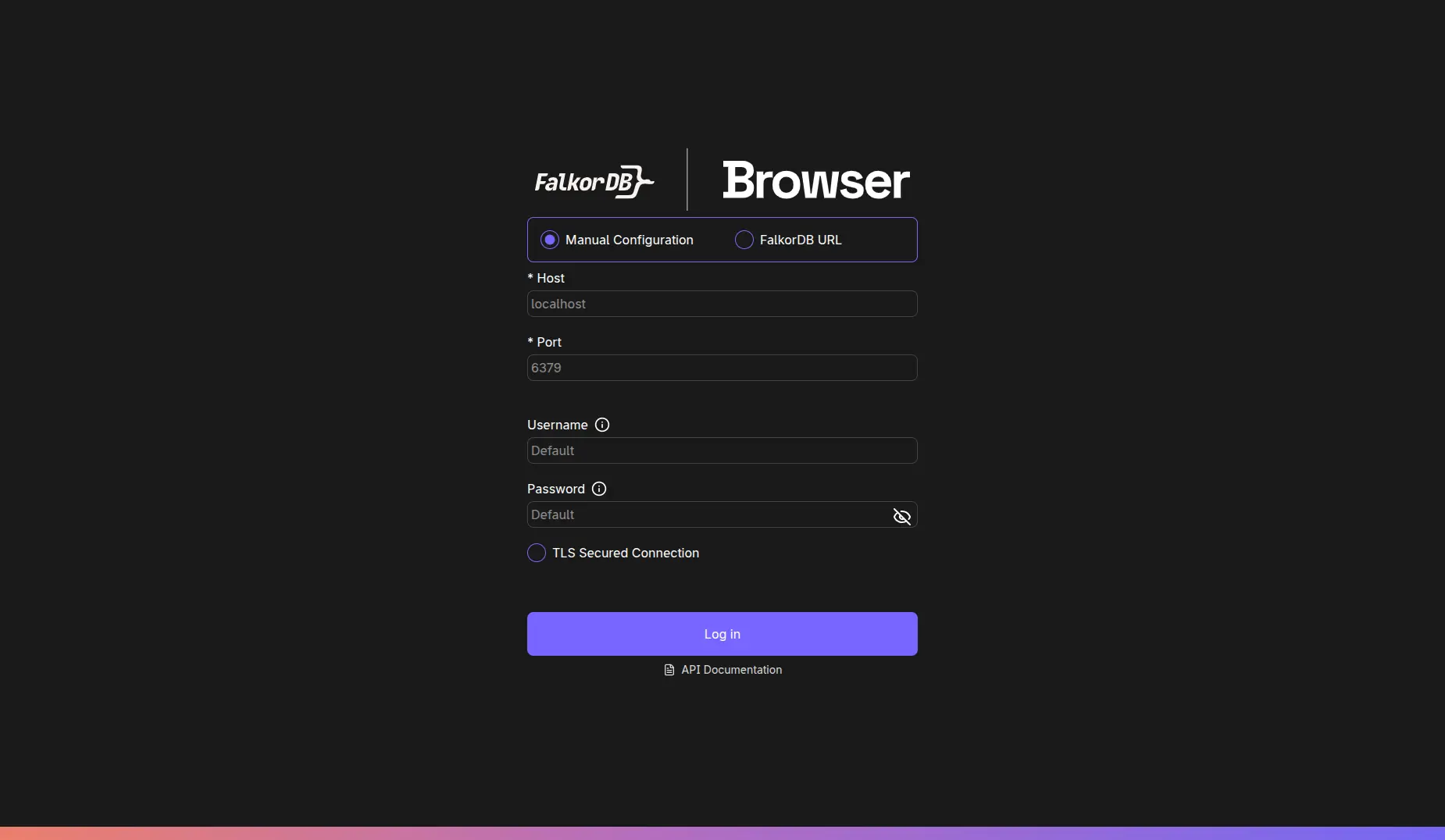 Login screen