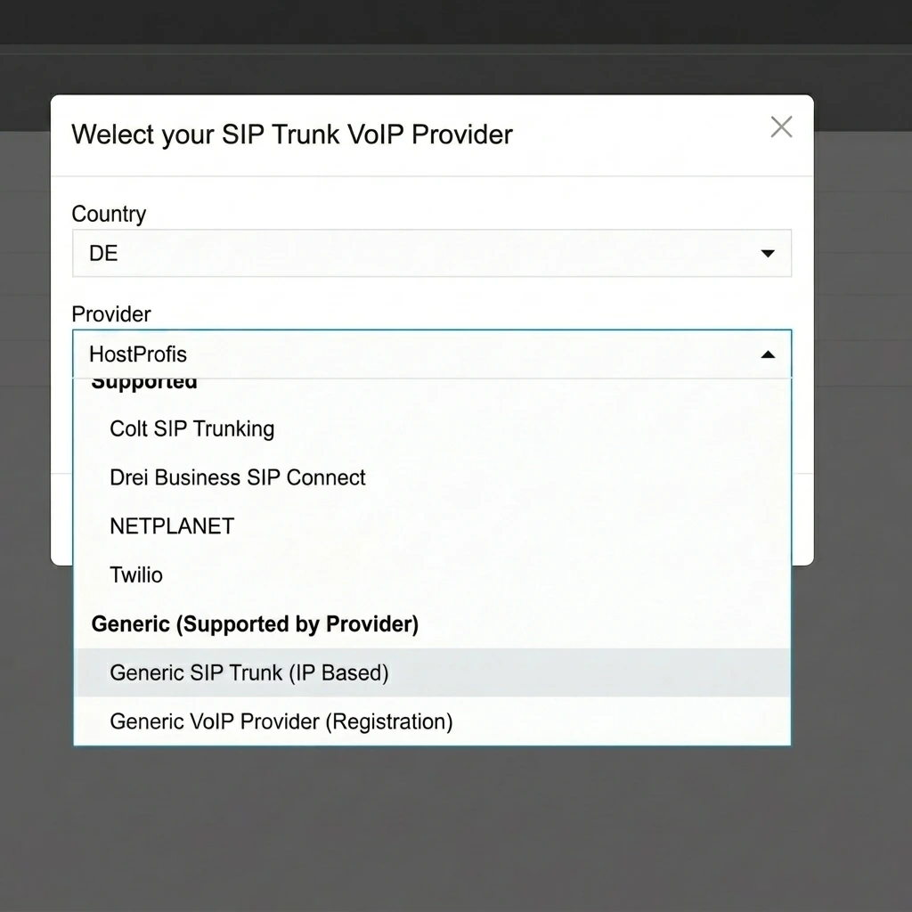 Select Generic SIP Trunk