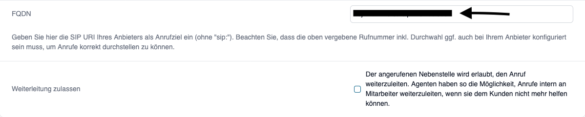 Enable forwarding in FQDN extension settings