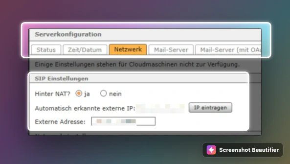 Starface Serverkonfiguration Netzwerk: Hinter NAT auf ja für Famulor Audio