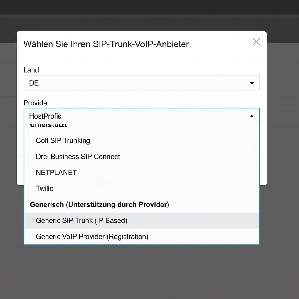 Generic SIP Trunk auswählen